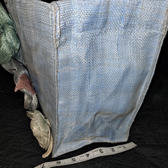 FABULOUS FIND! VERY VINTAGE Dyed Burlap & wooden Bead Handle 1950's - Picture 7 of 7